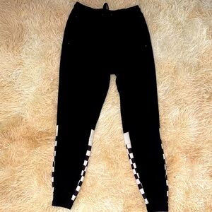 Ideology Black Joggers with Checkered Stripes - S